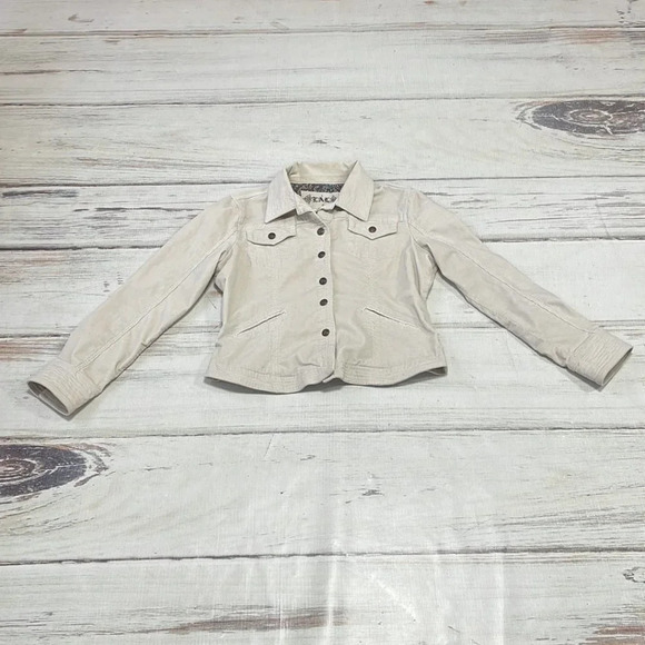 Live a Little Corduroy Jacket Buttons Flare Cream Size Large L - Picture 10 of 16